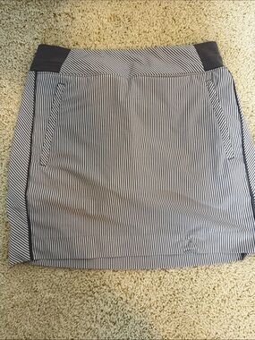 Athleta Black and White Striped Mini Skirt